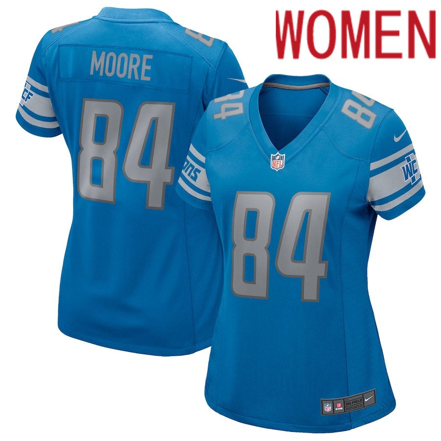 Women Detroit Lions #84 Herman Moore Nike Blue Game Retired Player NFL Jersey->women nfl jersey->Women Jersey